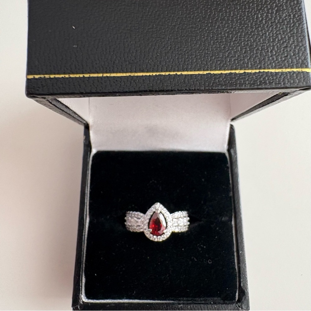 Bomb Party Jan25 Kids Ring RBP8600K Garnet CZ Rhodium Plating